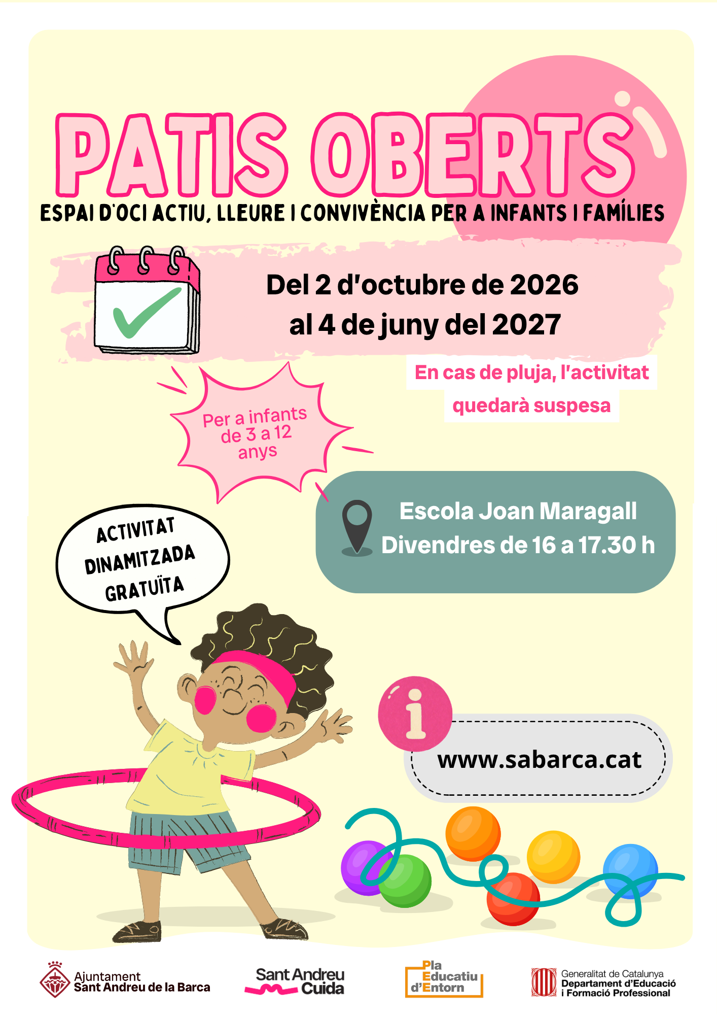 Patis Oberts: Espai d'oci actiu, lleure i convivència per a infants i famílies